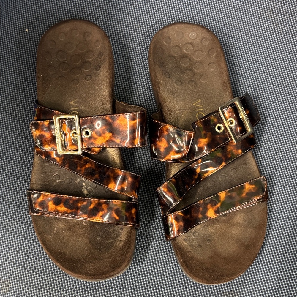 Vionic Tortoiseshell Double Strap Sandals Sz 7 Ex… - image 1